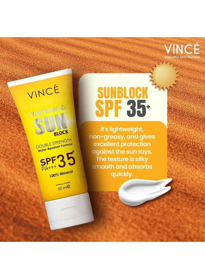 VINCE Sunblock SPF 35 Deal 2 – 100% Mineral Protection Against Sun UVA/UVB Rays – Prevents Sunspots – Hydrates, Brightens Skin, and Prevents Premature Aging – Water-Resistant, 50ml Each - Image 3